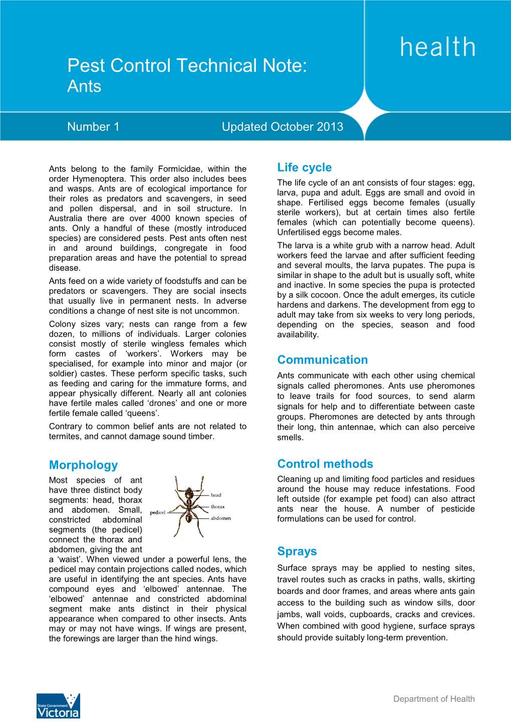 Pest Control Technical Note: Ants