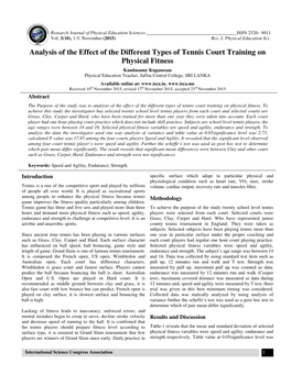 Analysis of the Effect of the Different Types of Tennis Court Training On