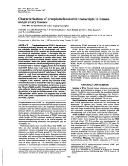 Characterization of Proopiomelanocortin