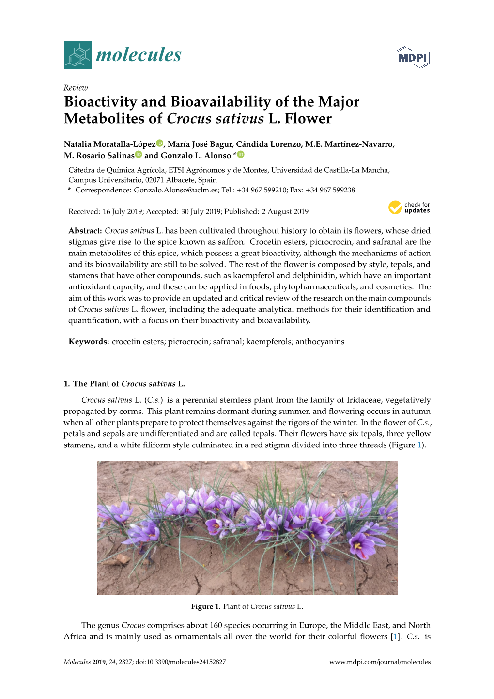 Bioactivity and Bioavailability of the Major Metabolites of Crocus Sativus L