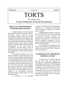 TORTS Newsletter of the Troop of Reputed Tortricid Systematists