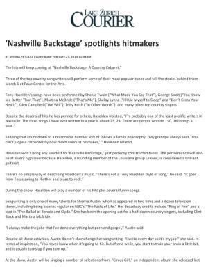 'Nashville Backstage' Spotlights Hitmakers
