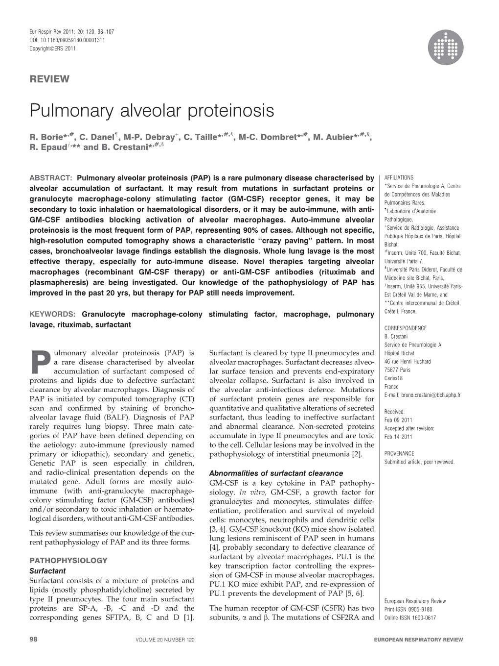 Pulmonary Alveolar Proteinosis