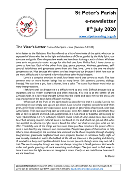 St Peter's Parish E-Newsletter 8Th July 2020