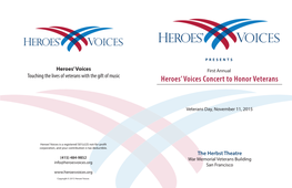 Heroes' Voices Concert to Honor Veterans