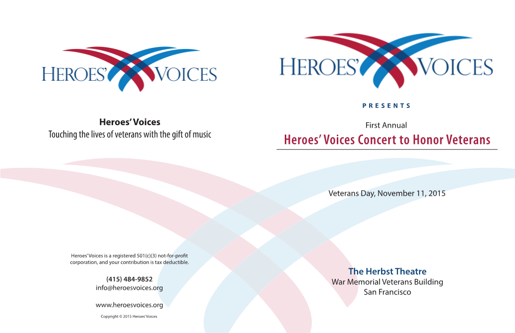 Heroes' Voices Concert to Honor Veterans