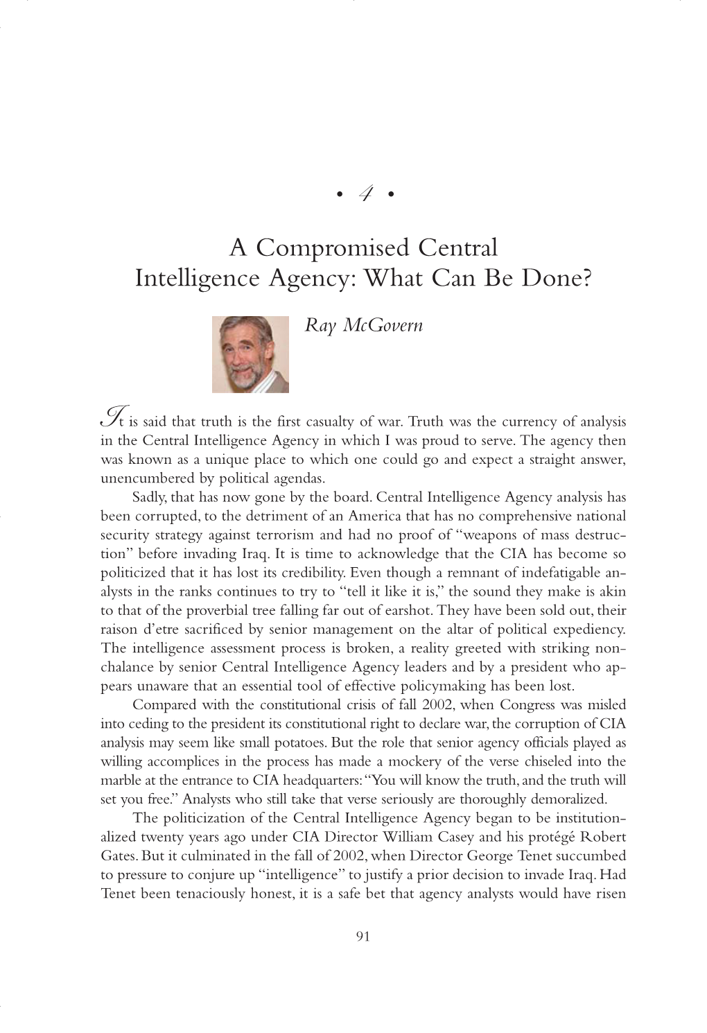 A Compromised Central Intelligence Agency: What Can Be Done?