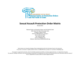 Sexual Assault Protection Order Matrix Revised 2015