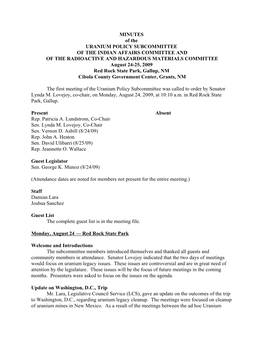 MINUTES of the URANIUM POLICY SUBCOMMITTEE of the INDIAN