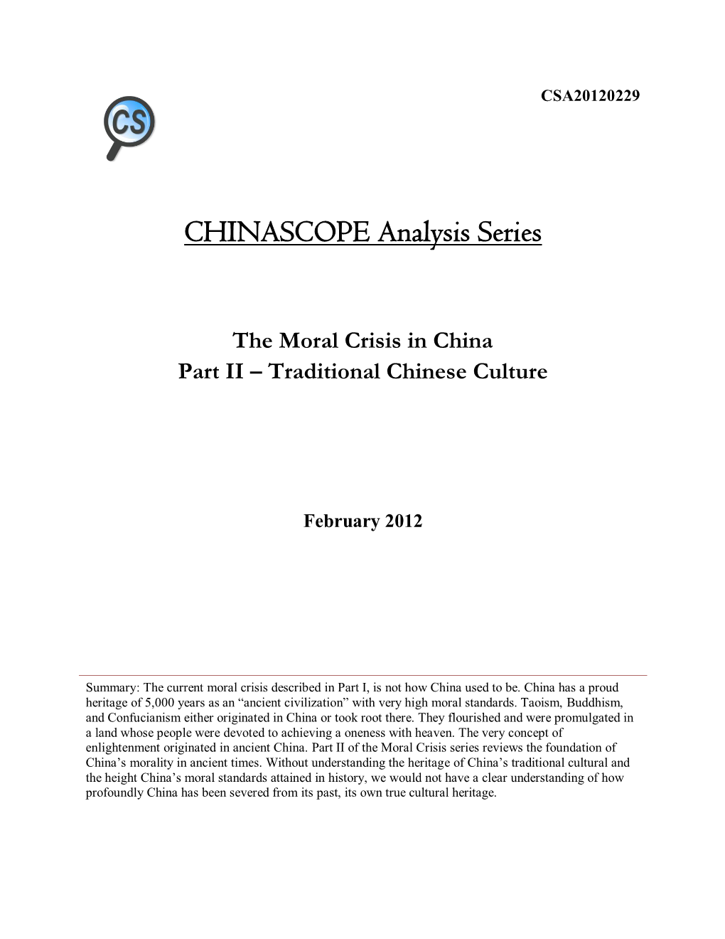 The Moral Crisis in China Part II – Traditional Chinese Culture