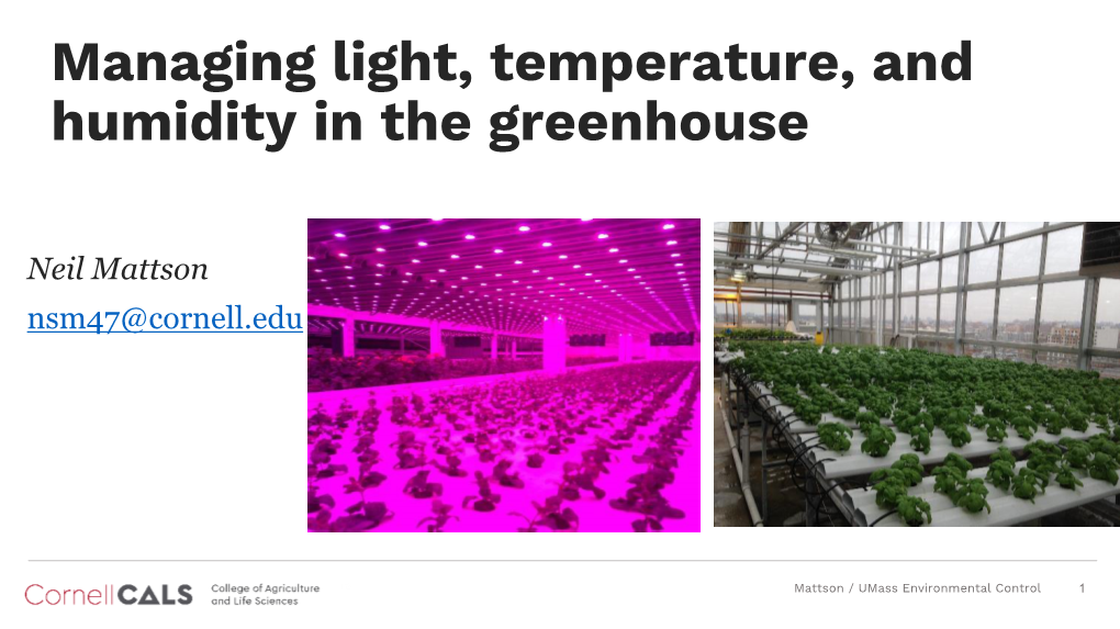 Managing Light, Temperature, and Humidity in the Greenhouse
