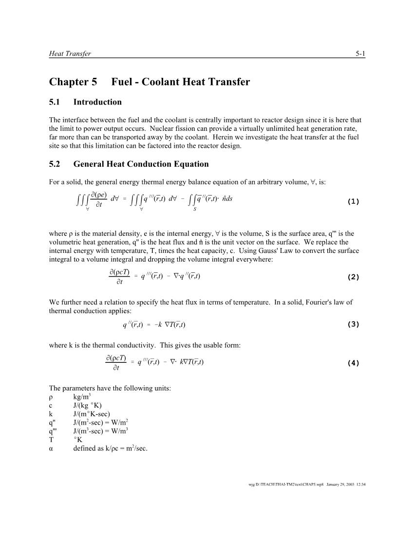 Chapter 5 Fuel - Coolant Heat Transfer