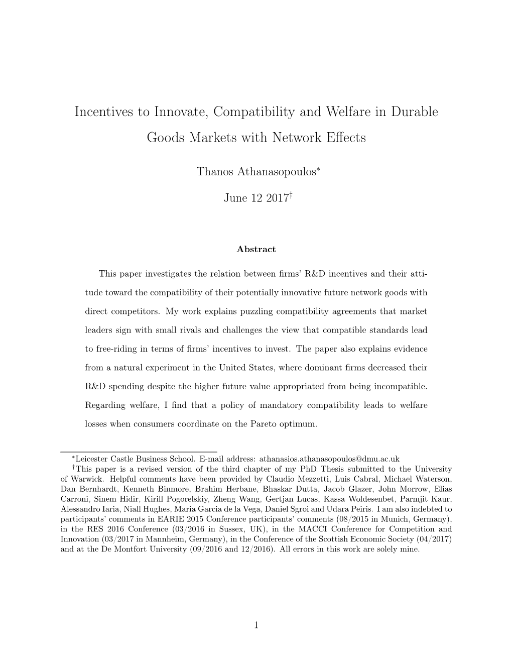 Incentives to Innovate, Compatibility and Welfare in Durable Goods Markets with Network Effects