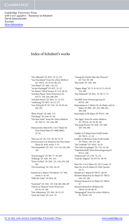 Index of Schubert's Works