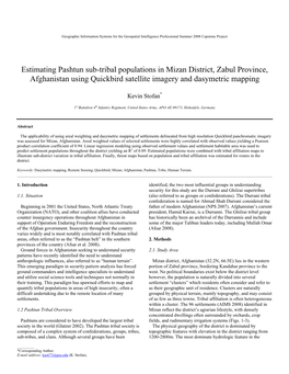 Estimating Pashtun Sub-Tribal Populations in Mizan District, Zabul Province, Afghanistan Using Quickbird Satellite Imagery and Dasymetric Mapping