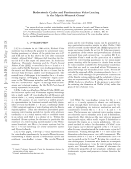 Arxiv:1805.11087V1 [Math.HO] 26 May 2018 Existence of a Voice-Leading Model Similar to the Weitz- Represent the Region As a Convex Polyhedron