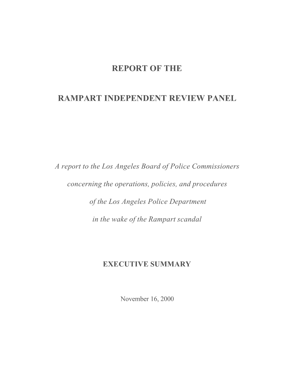Report of the Rampart Independent Review Panel