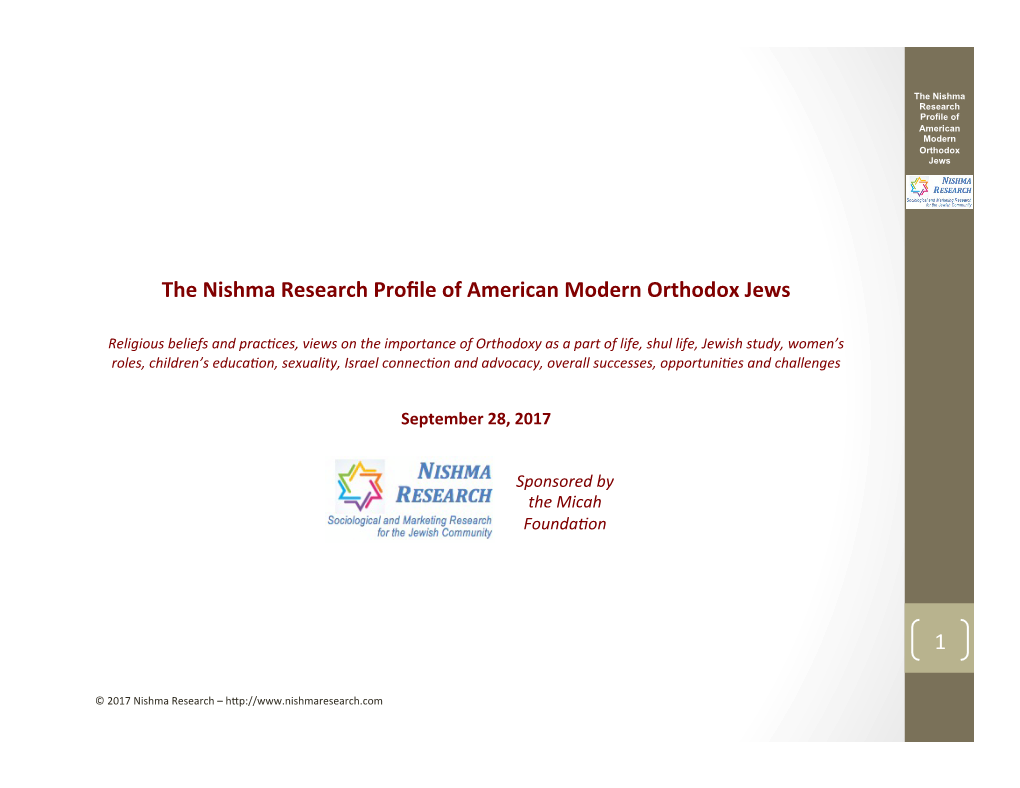 2017 Nishma Research Profile of American Modern Orthodox Jews