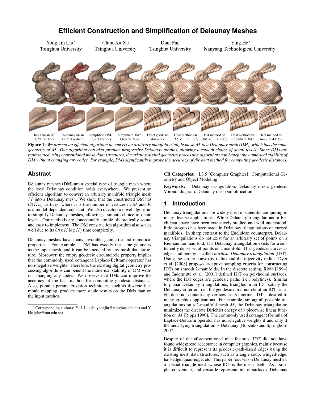 Efficient Construction and Simplification of Delaunay Meshes