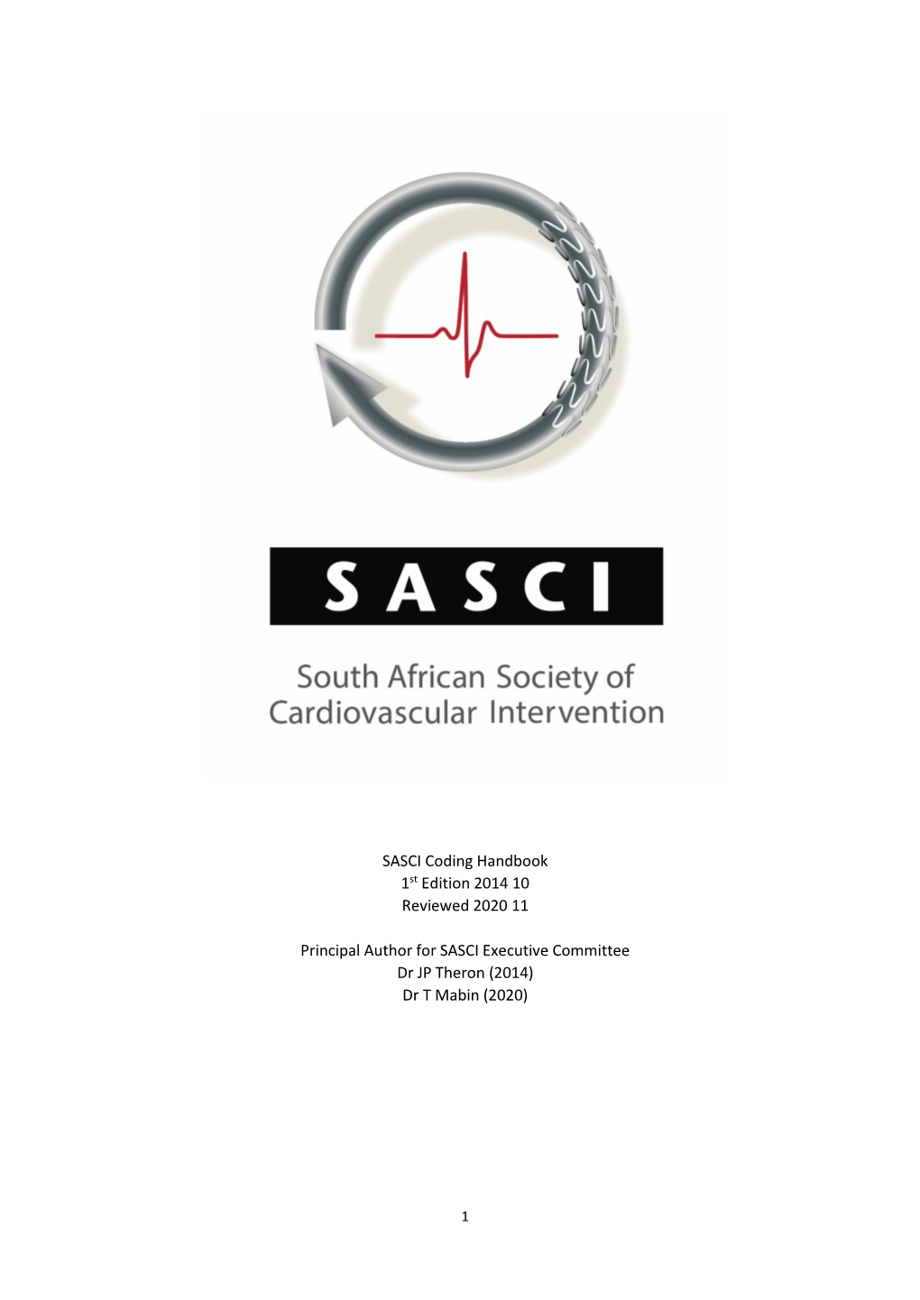 SASCI Coding Handbook 1St Edition 2014 10 Reviewed 2020 11 Principal Author for SASCI Executive Committee Dr JP Theron