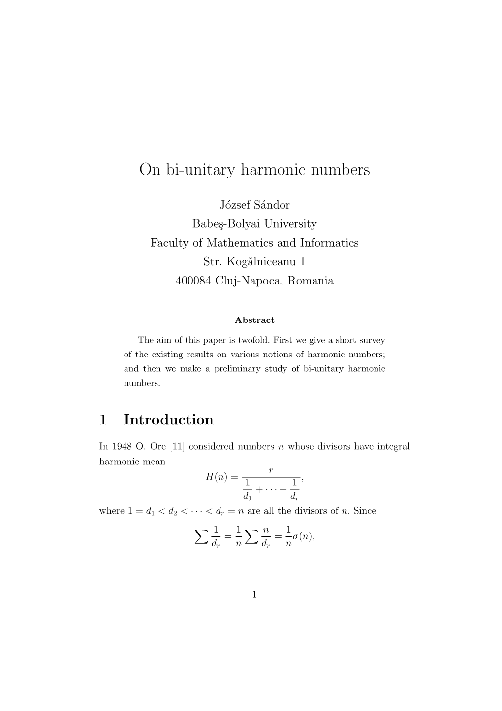 On Bi-Unitary Harmonic Numbers