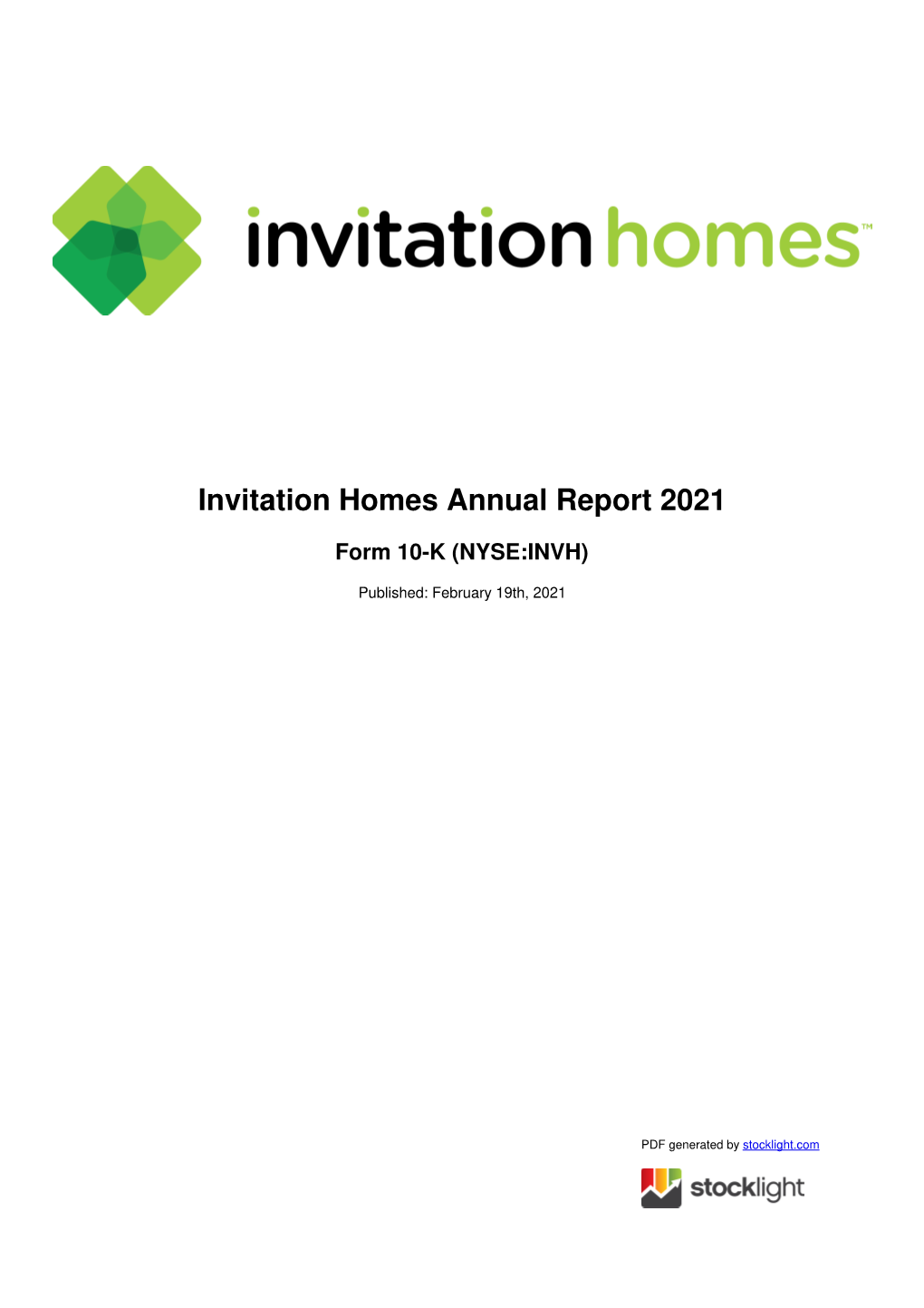 Invitation Homes Annual Report 2021