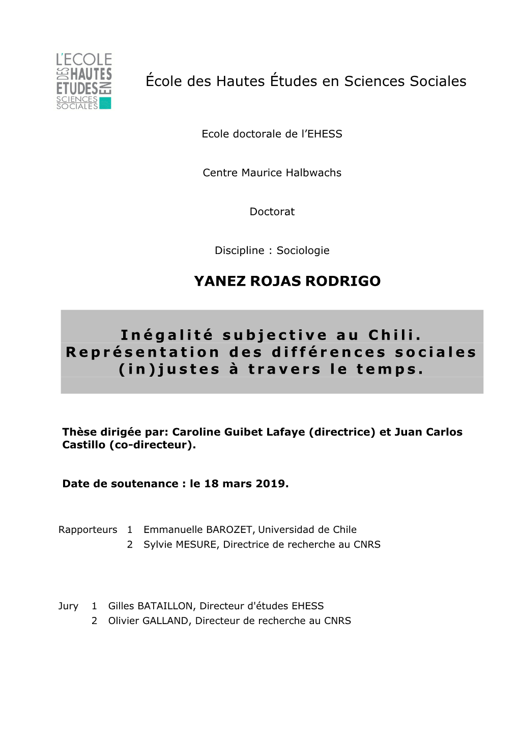 Subjective Inequality in Chile. Representations of (Un) Fair Social