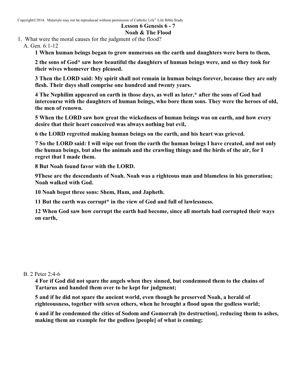 Lesson 6 Genesis 6 - 7 Noah & the Flood 1