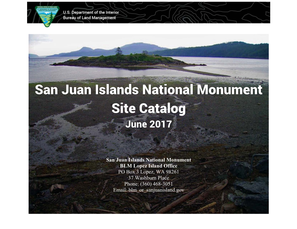 San Juan Islands National Monument Site Catalog June 2017