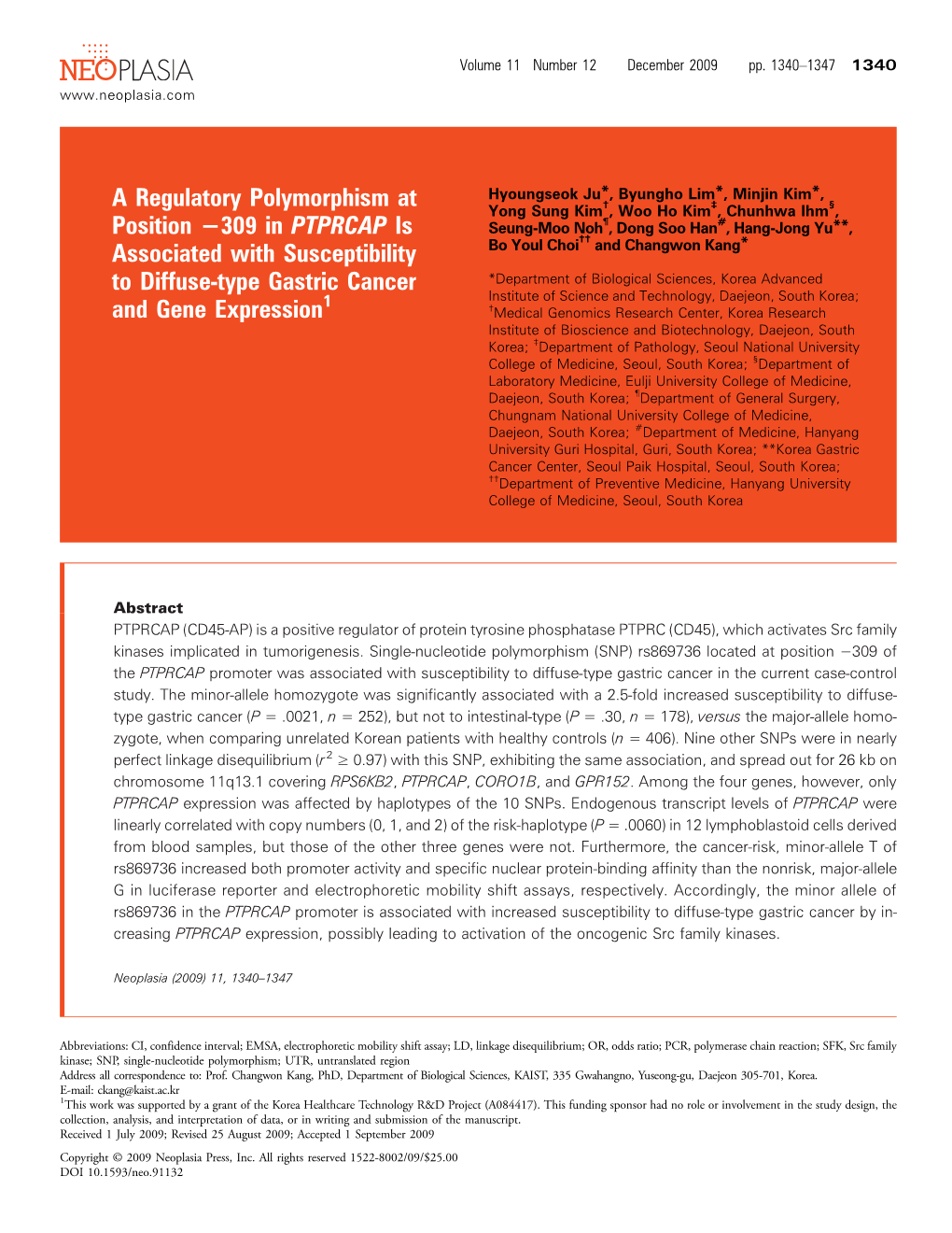 309 in PTPRCAP Is Associated with Susceptibility To