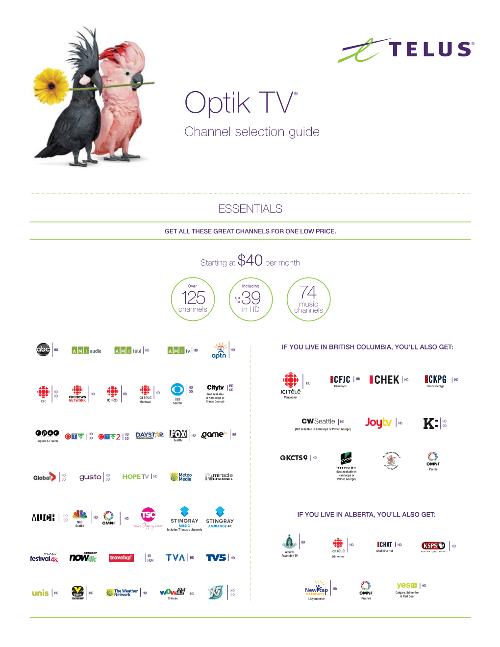 Optik TV® Channel Selection Guide Experience the Power of Choice