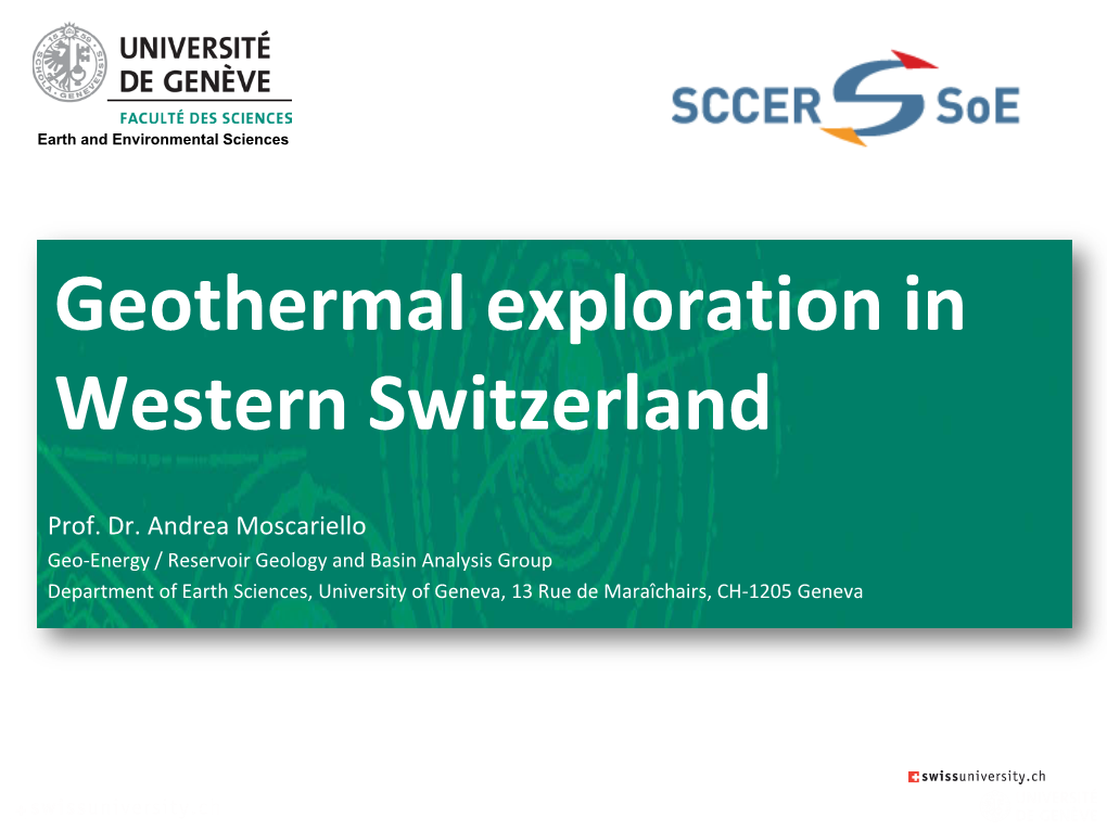 Geothermal Exploration in Western Switzerland