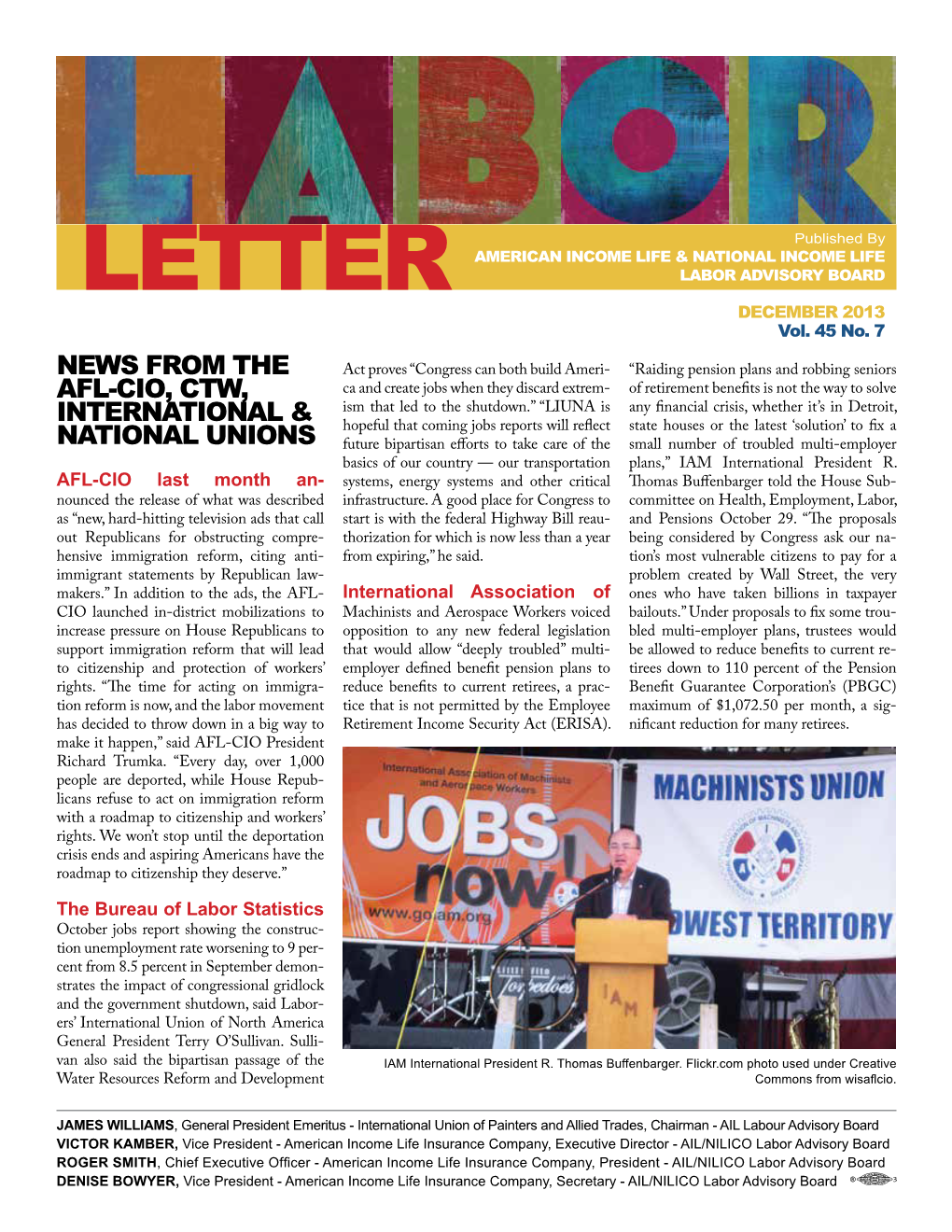 LETTER LABOR ADVISORY BOARD DECEMBER 2013 Vol