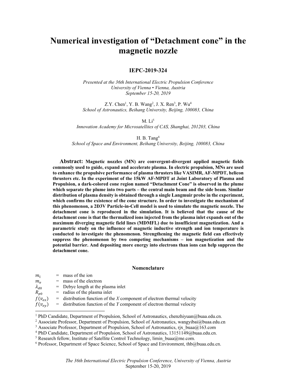 “Detachment Cone” in the Magnetic Nozzle