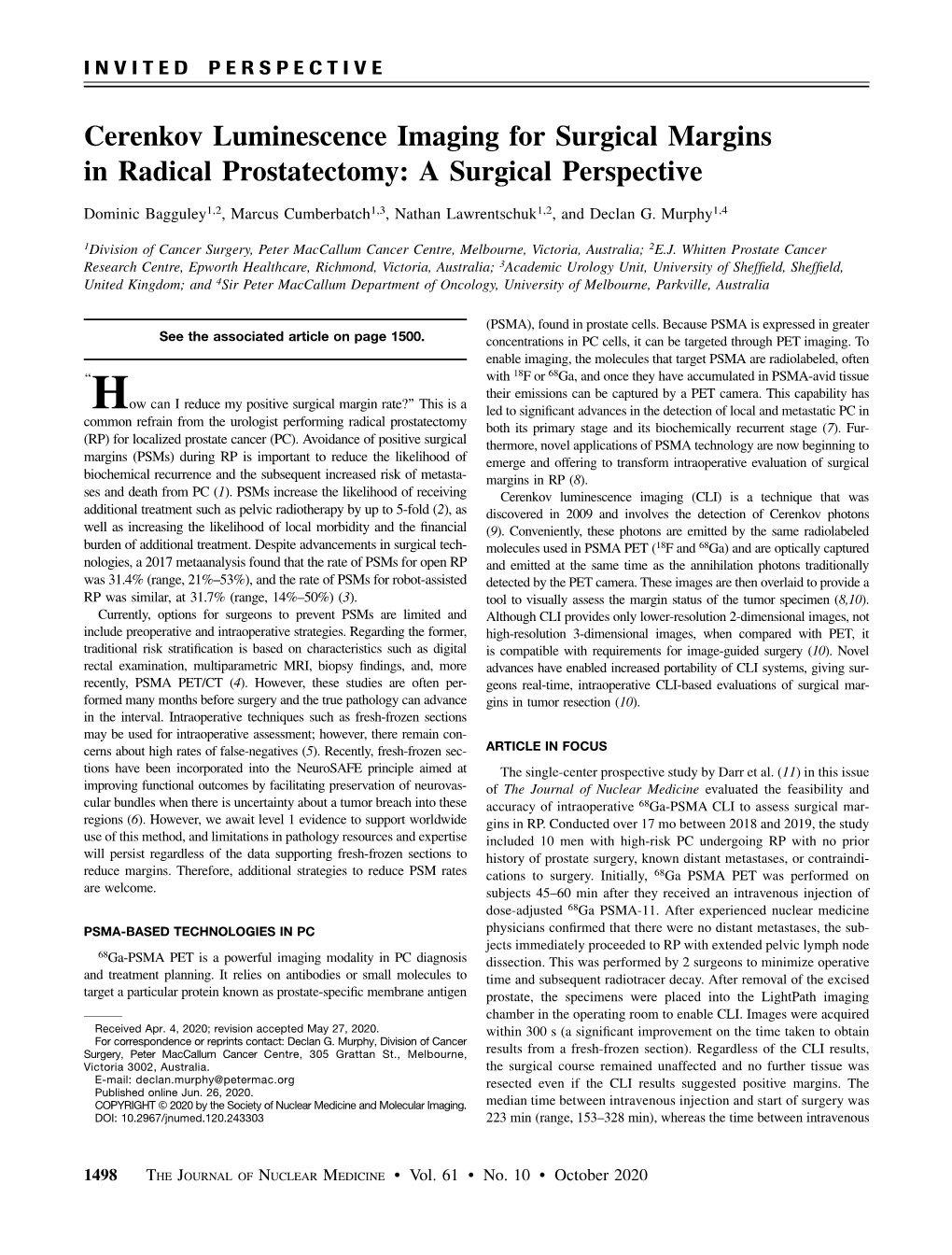 Cerenkov Luminescence Imaging for Surgical Margins in Radical Prostatectomy: a Surgical Perspective