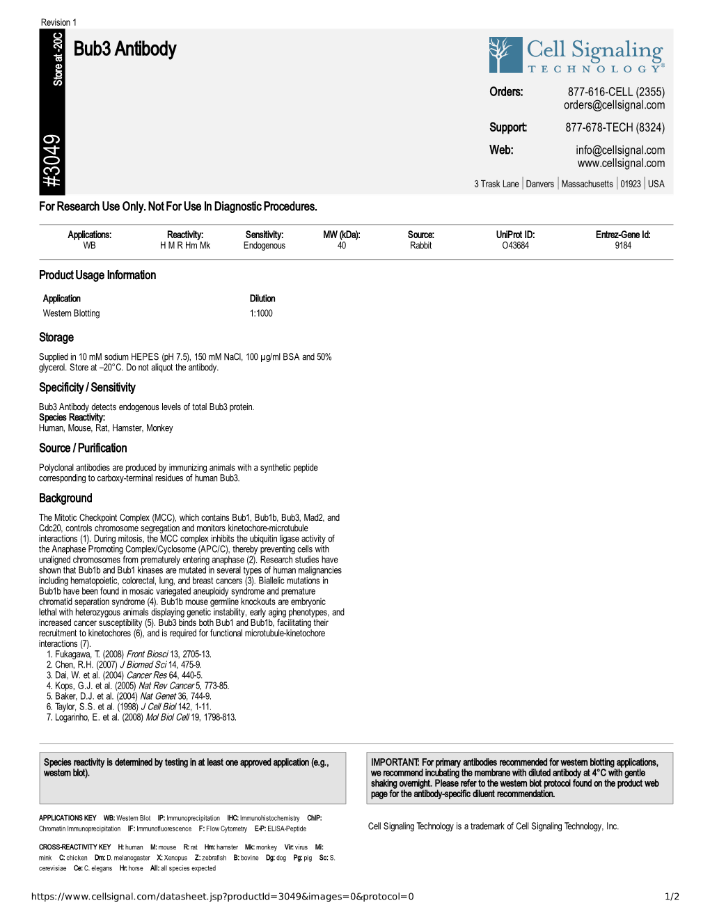 Bub3 Antibody A