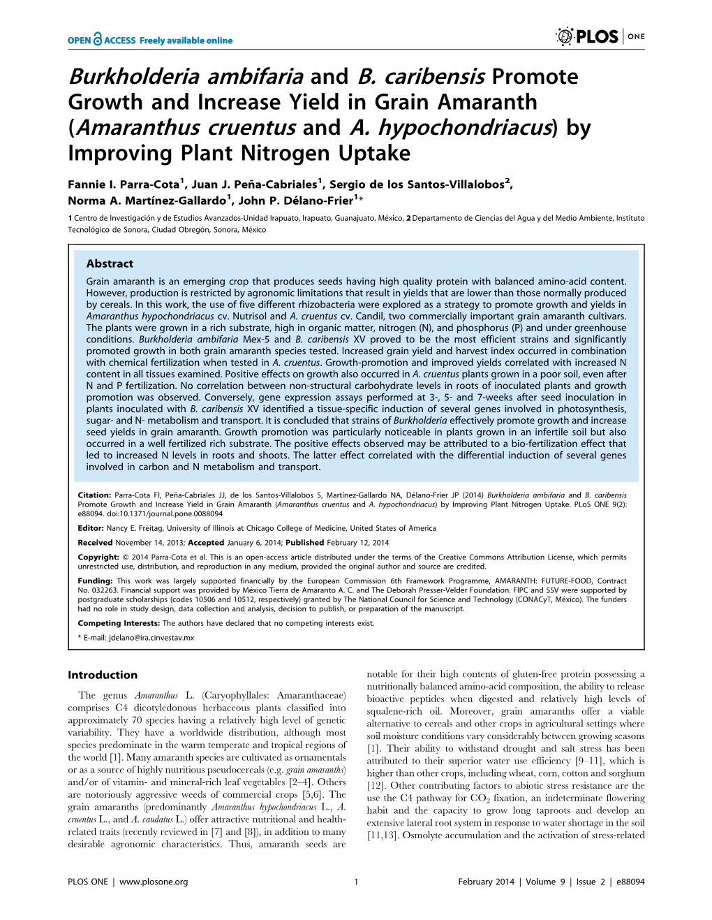 Burkholderia Ambifaria and B. Caribensis Promote Growth and Increase Yield in Grain Amaranth (Amaranthus Cruentus and A