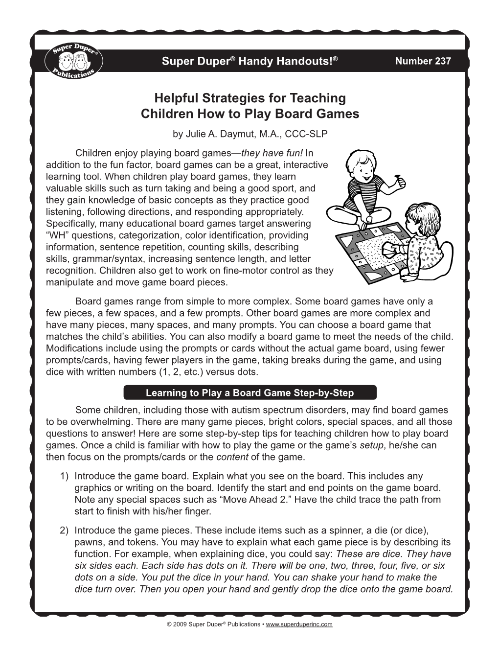 Helpful Strategies for Teaching Children How to Play Board Games by Julie A