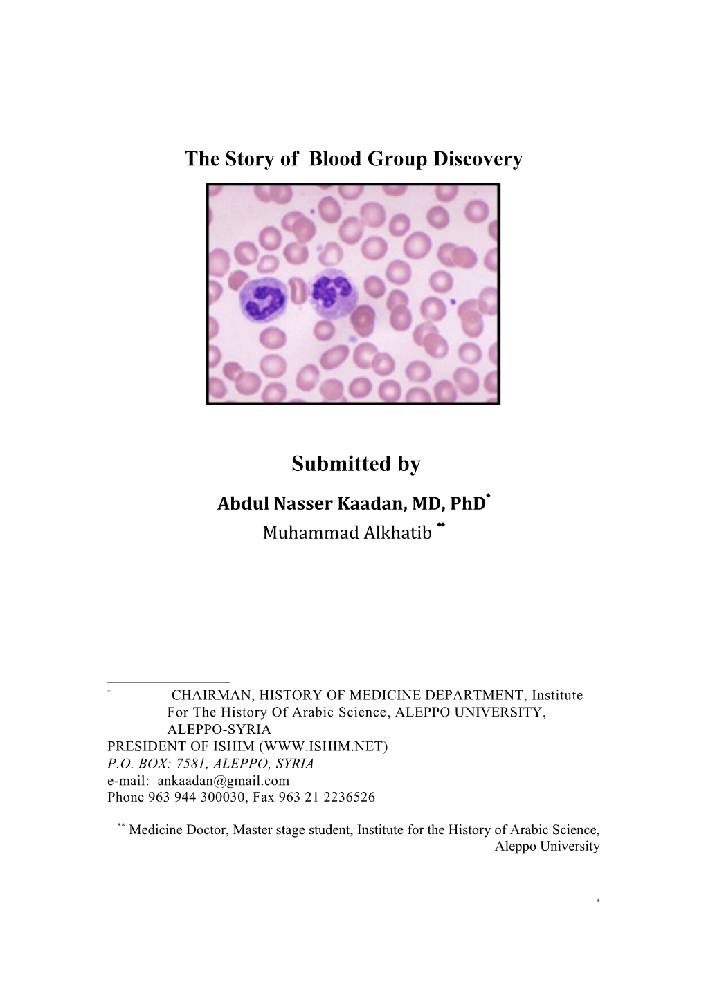 The Story of Blood Group Discovery