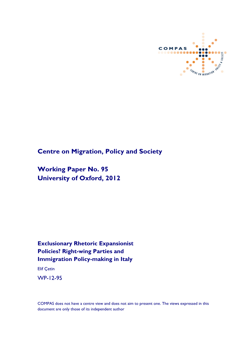Centre on Migration, Policy and Society Working Paper No. 95