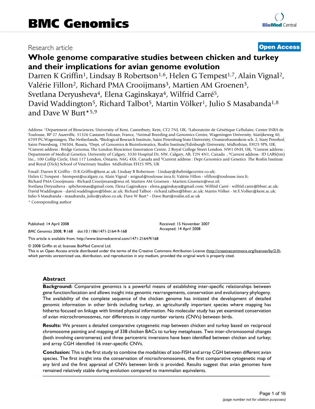 Whole Genome Comparative Studies Between Chicken and Turkey And