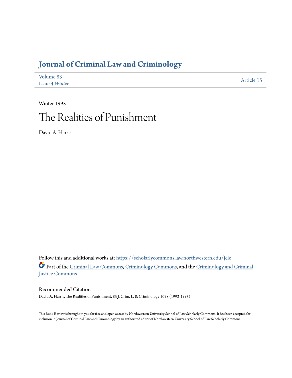 The Realities of Punishment David A