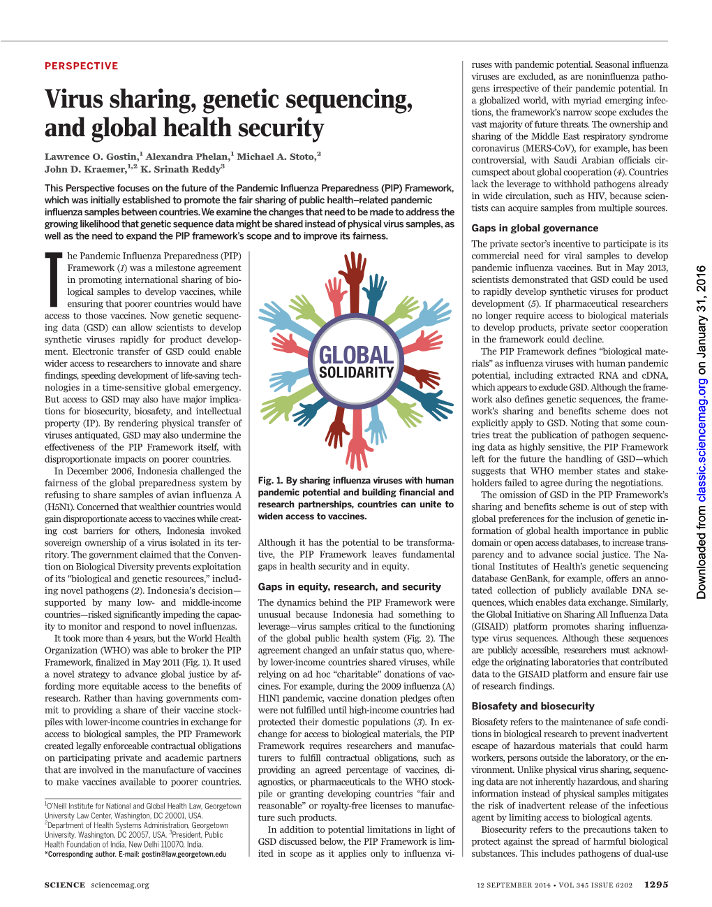 Virus Sharing, Genetic Sequencing, and Global Health Security Lawrence O