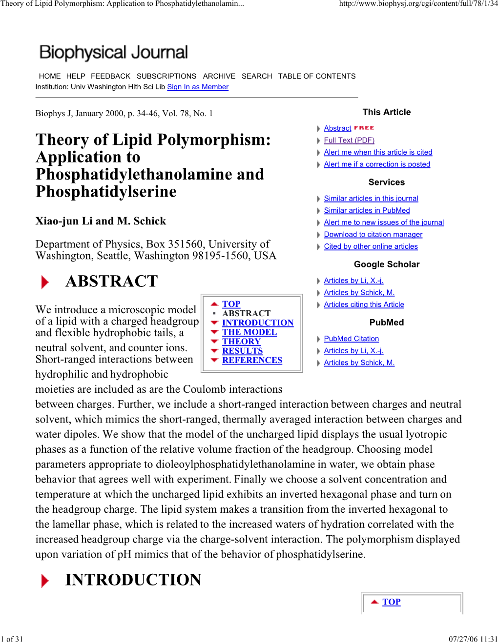 Theory of Lipid Polymorphism: Application to Phosphatidylethanolamin