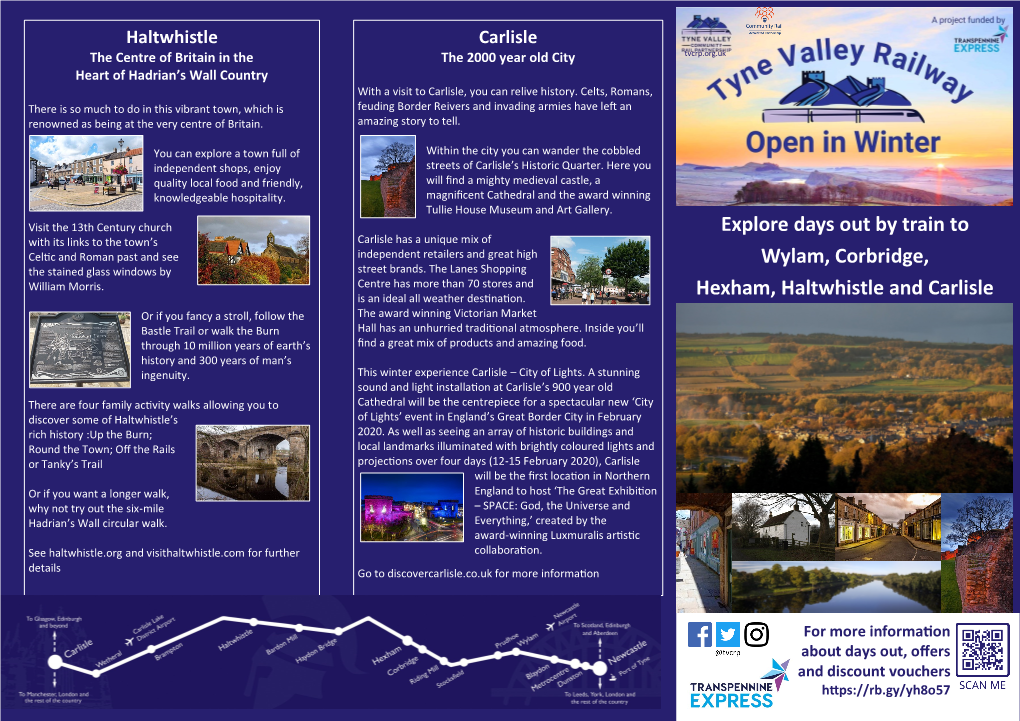 Explore Days out by Train to Wylam, Corbridge, Hexham, Haltwhistle and Carlisle