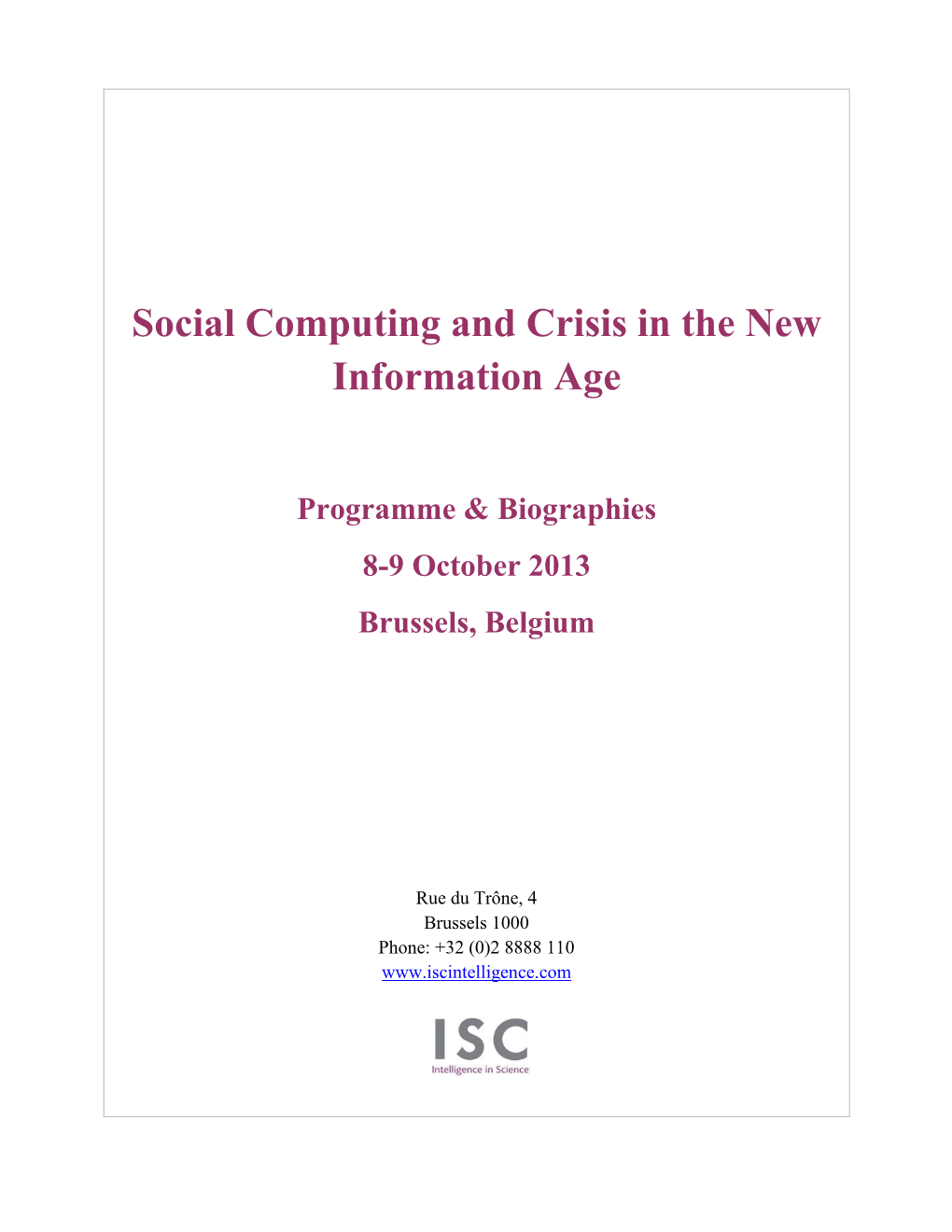 Social Computing Programme