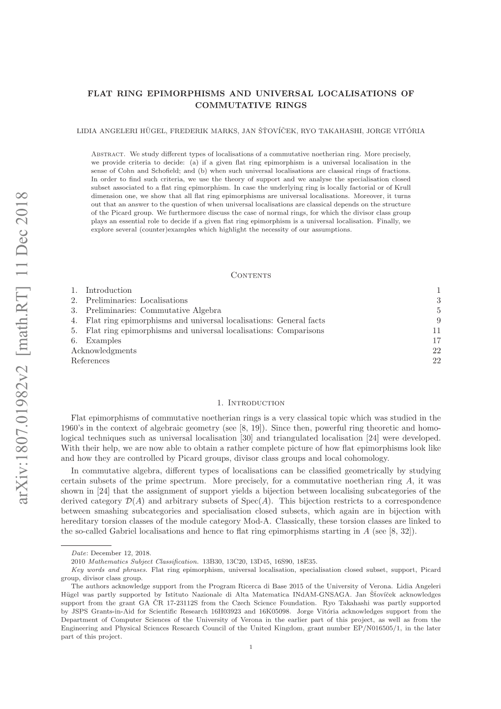 Arxiv:1807.01982V2 [Math.RT] 11 Dec 2018 Eti Ust Ftepiesetu.Mr Rcsl,Fracomm a for Precisely, More Spectrum