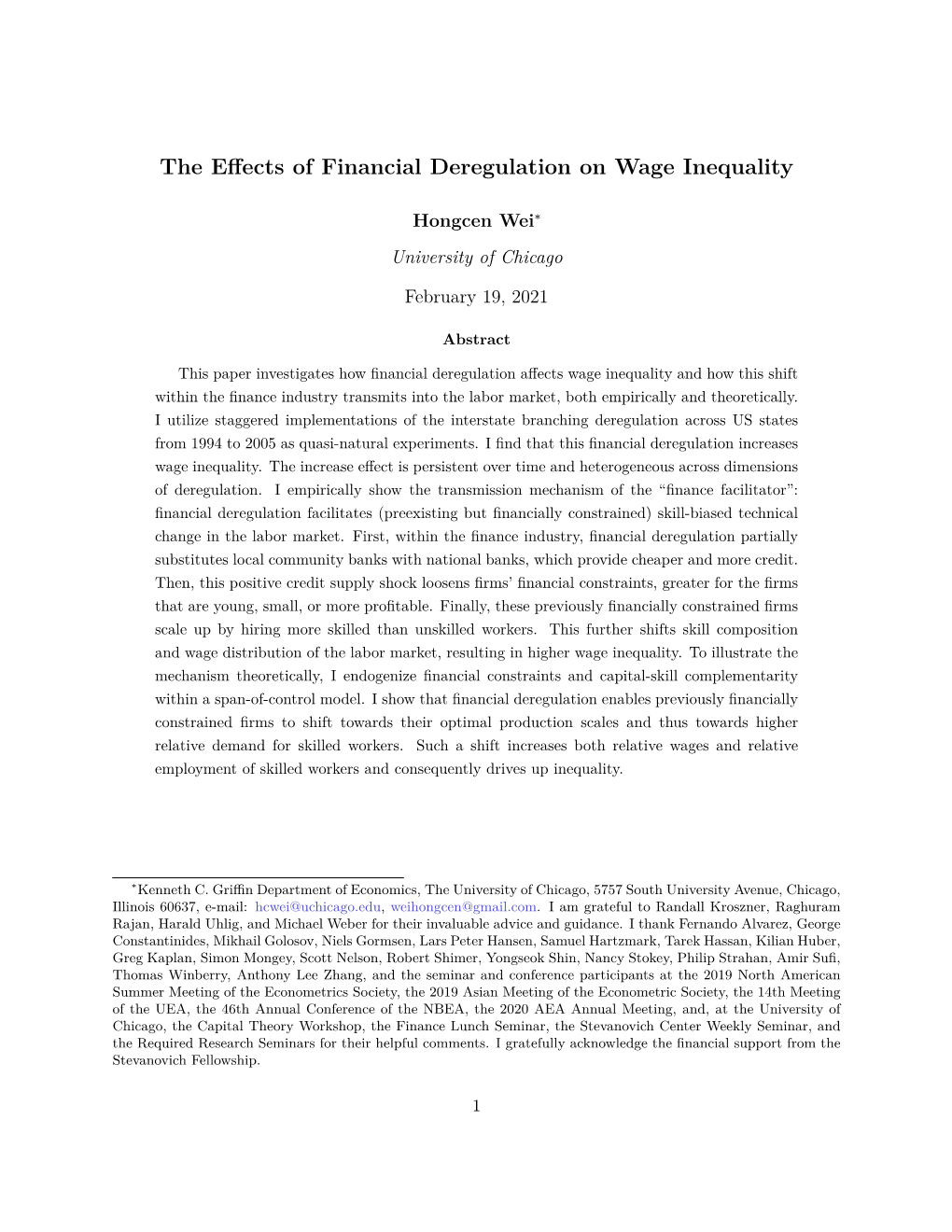 The Effects of Financial Deregulation on Wage Inequality