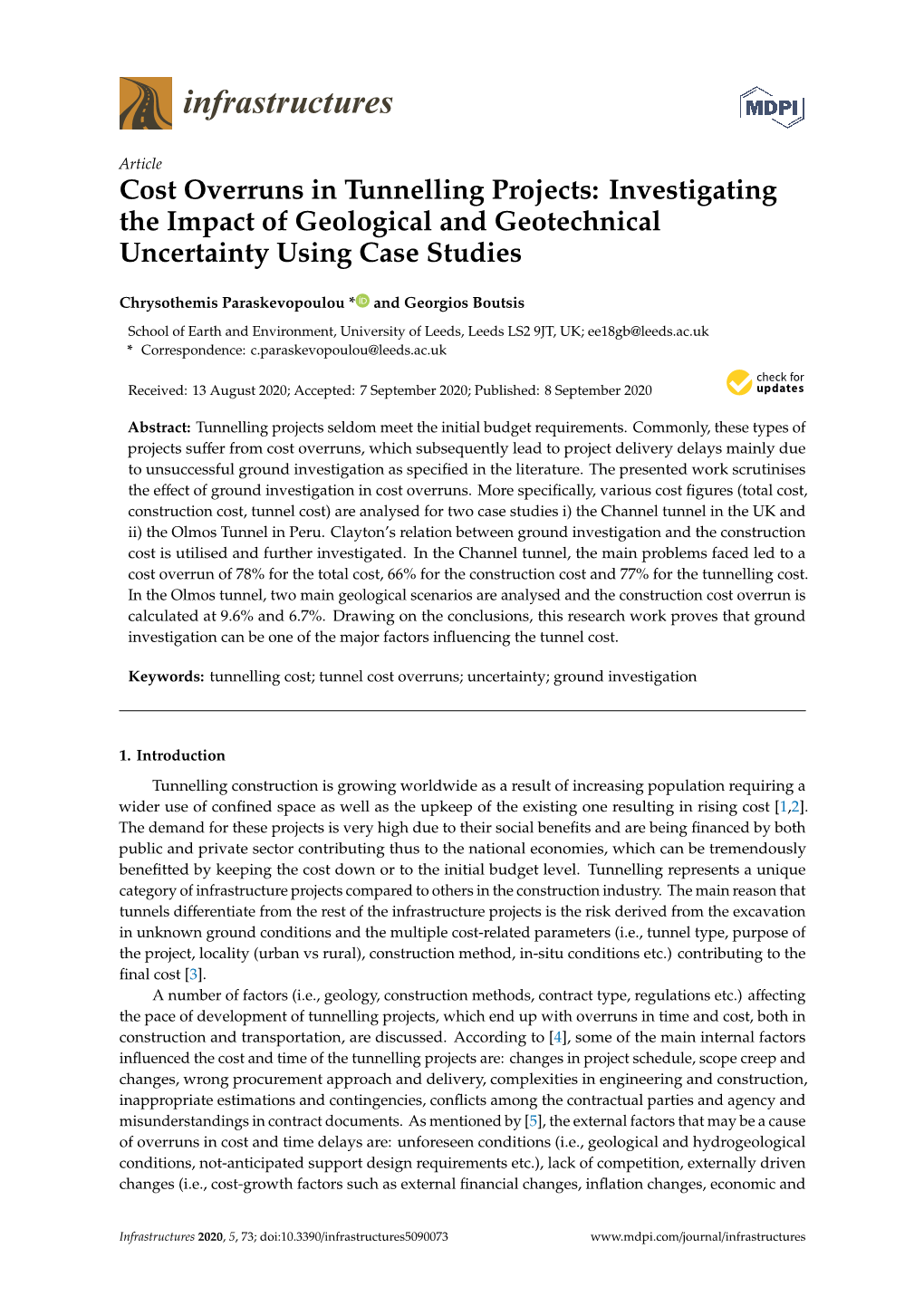 Cost Overruns in Tunnelling Projects: Investigating the Impact of Geological and Geotechnical Uncertainty Using Case Studies