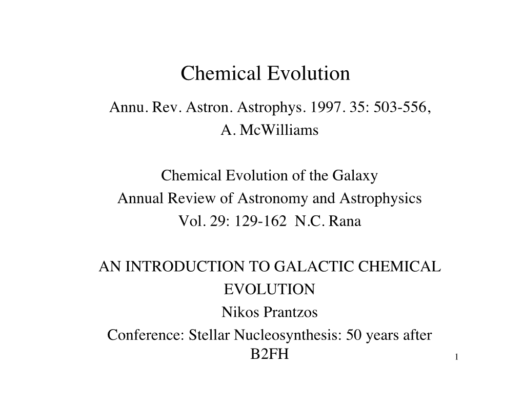 Chemical Evolution Annu